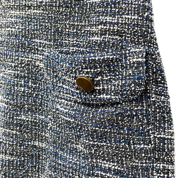 LOFT Tweed Blue Black White Fringe Sheath Career Dress Women's Size 6 NWT - Picture 3 of 12